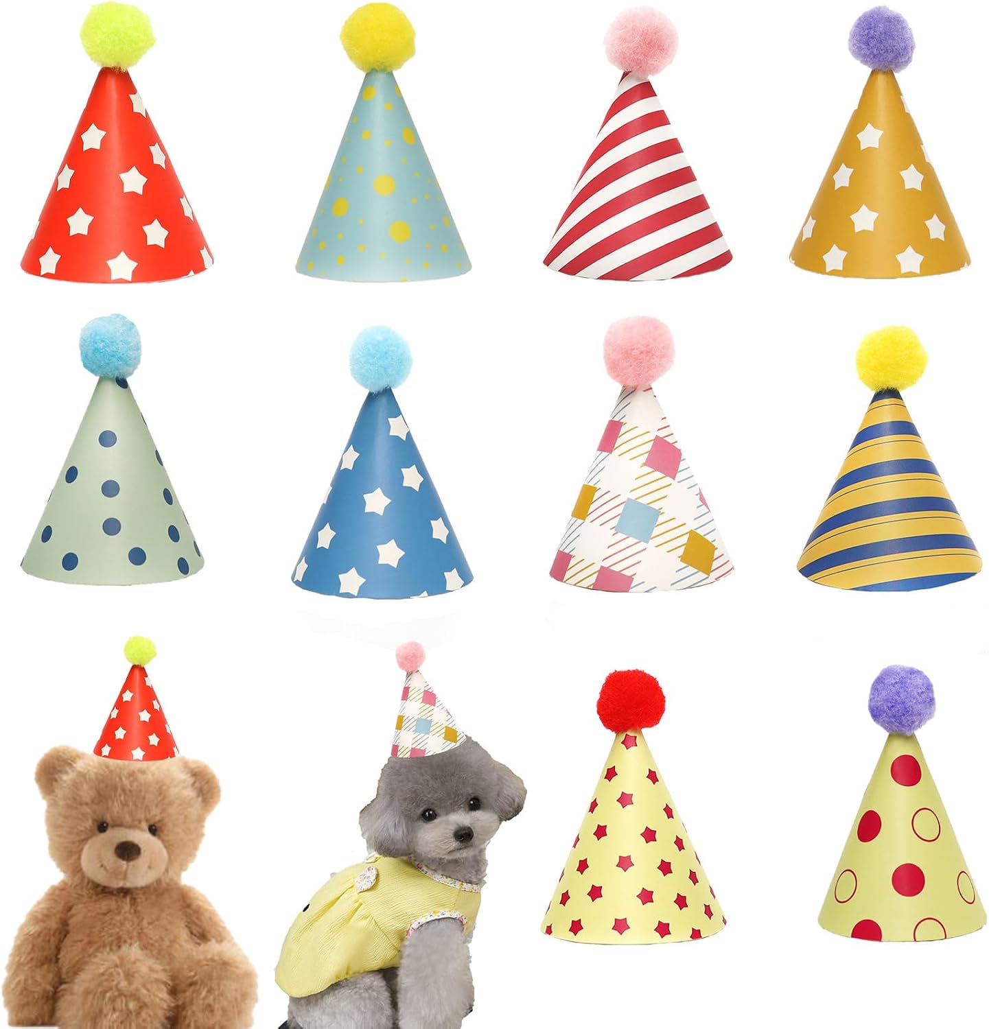 Mini Party Hats for Stuffed Animals Figures Birthday Party Cake Toppers