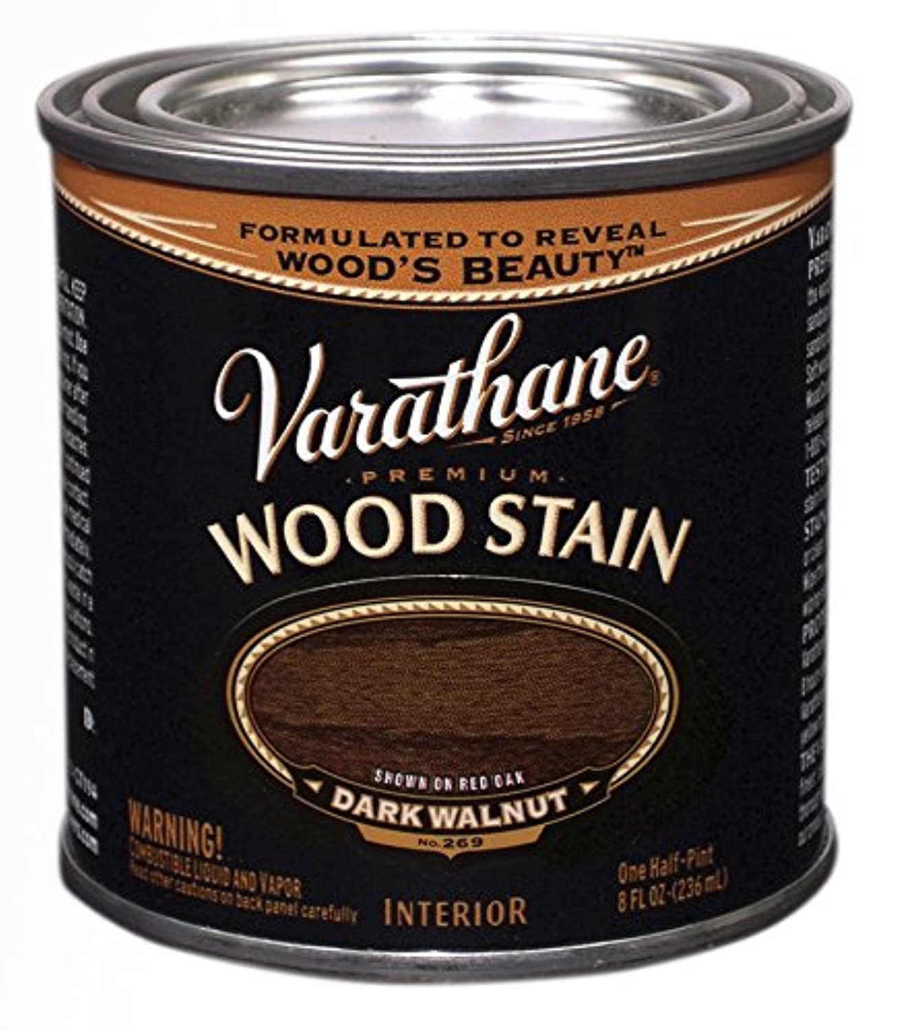 Rust-Oleum Varathane 211807 Stain, Dark Walnut, 1/2 inch, half pint, 211807