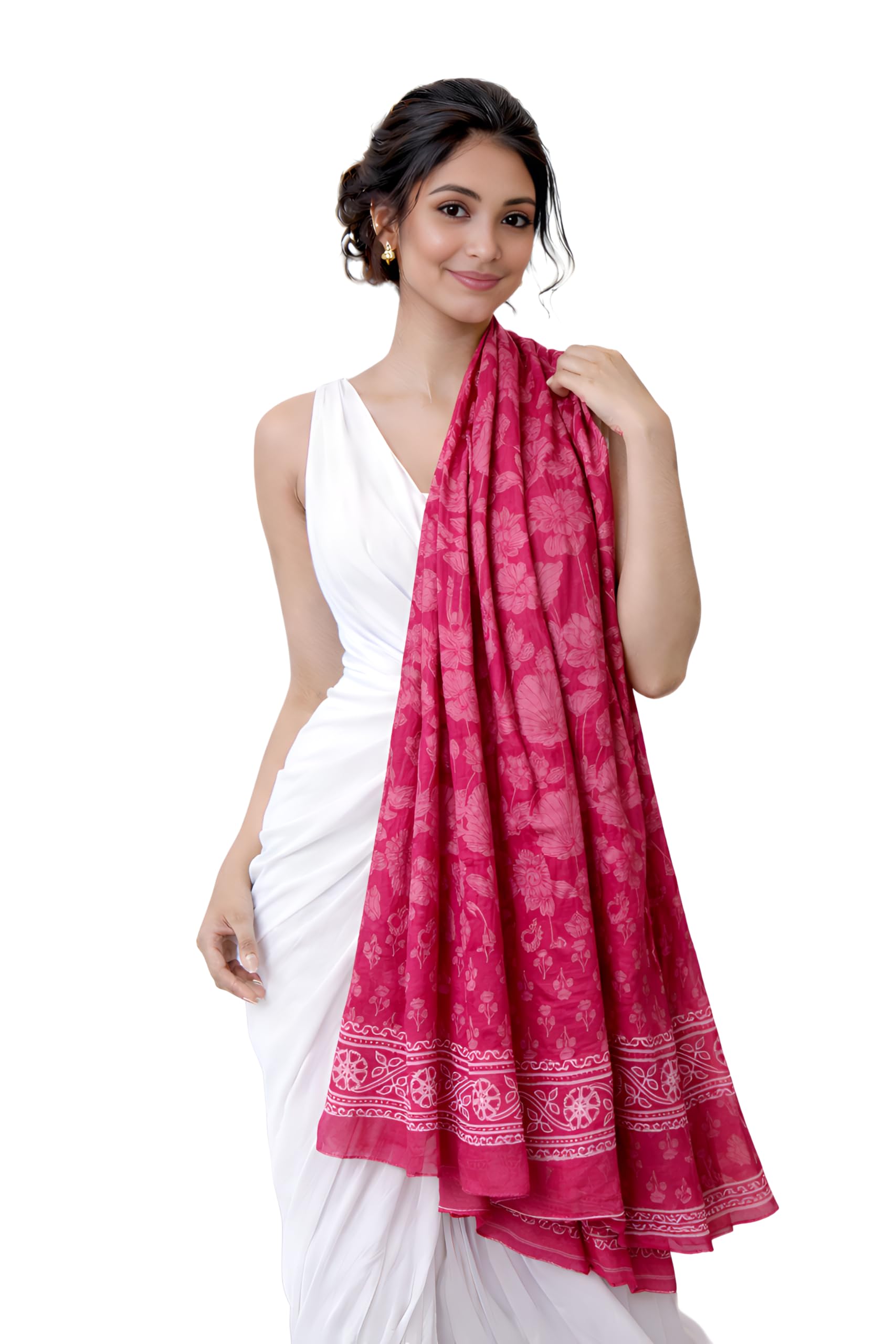 Digital Printed Pure Cotton Yarn Dupatta, Stylish/Traditional Indian Wear for Women & Girls/Bright and Fast Colours/No Colour Bleed or Fading-image-2