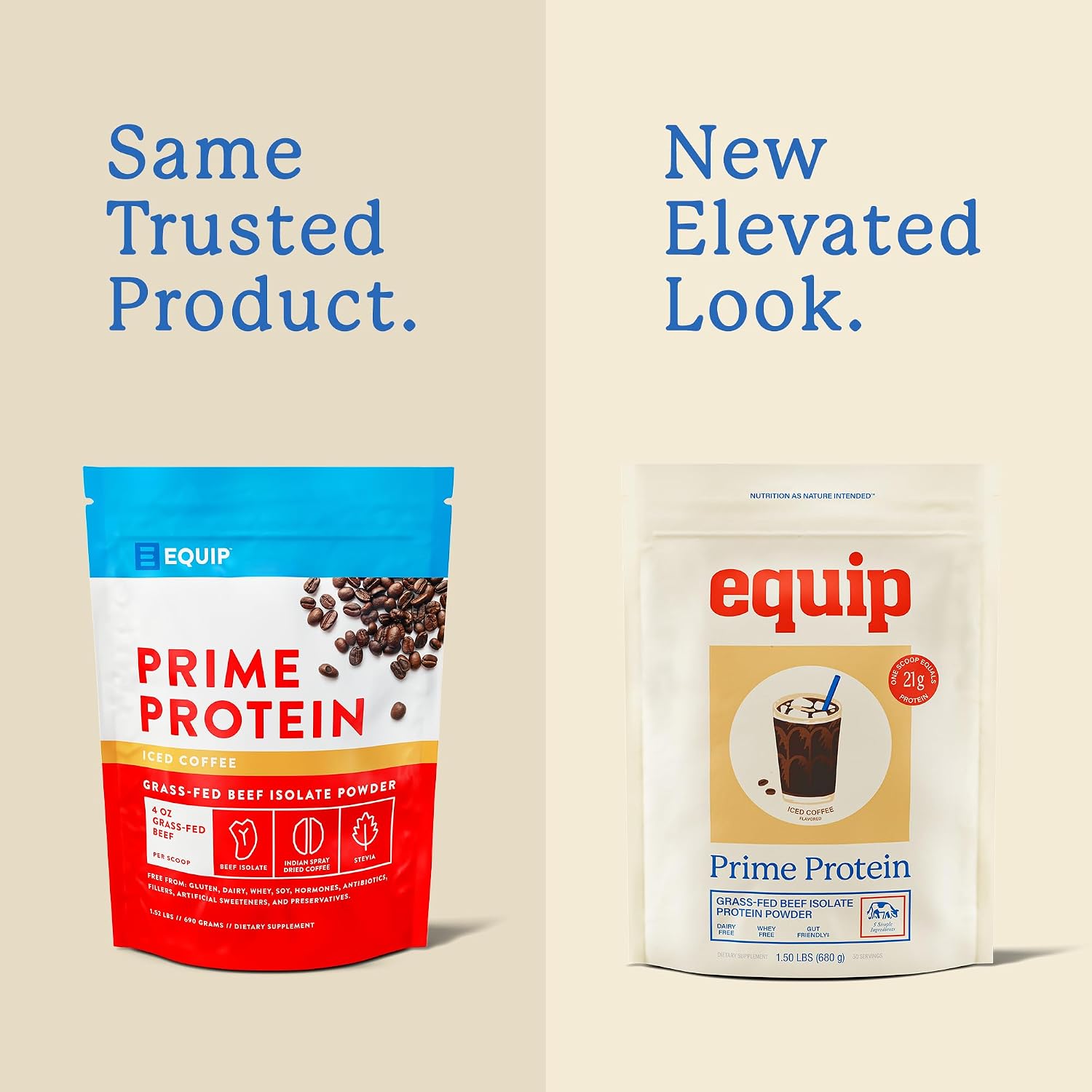 Equip Foods Prime Protein Powder | Clean, Grass Fed Beef Protein Powder | Carnivore Protein Isolate | Paleo, Keto Friendly, Gluten & Dairy Free | Helps Build & Repair Tissue | 30 Servings, Iced Coffee thumbnail