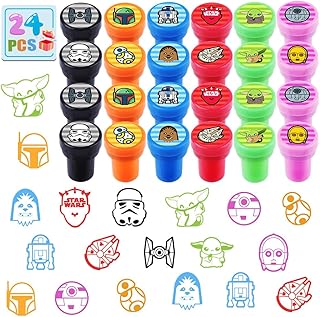 Hekaizi Star Theme Wars Party Favors Stampers for Kids , 24Pcs Assorted Self-Inking Stampers Goodie Bag Stuffers, Birthday Party Favor