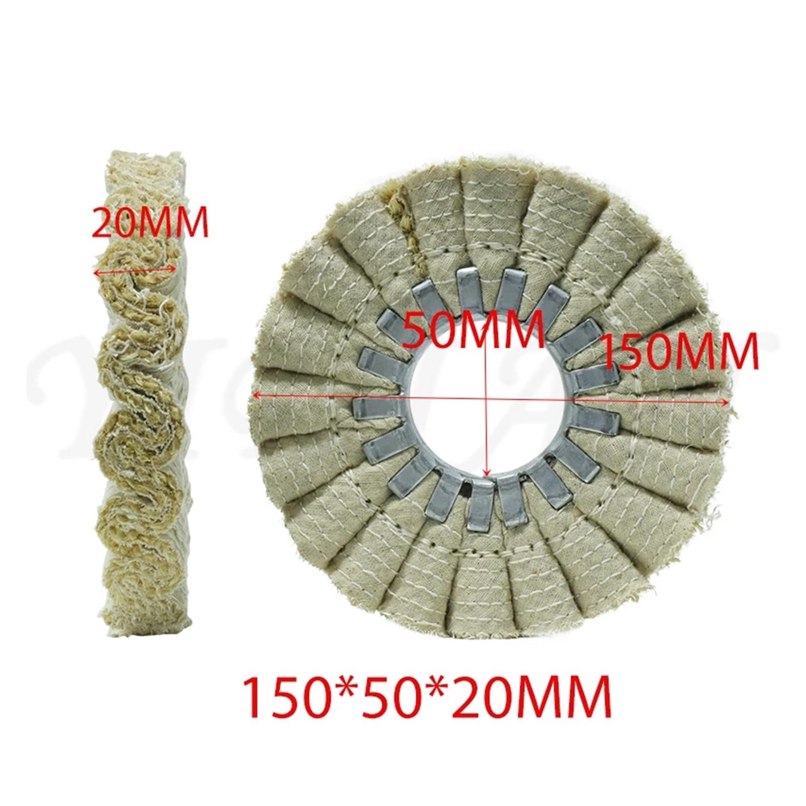 2 Ruedas de Pulido de 150 x 50 x 20 mm for maquinaria de carpintería de Primera Calidad con Rueda de Pulido de sisal de Acero for máquinas de encolado de Bordes