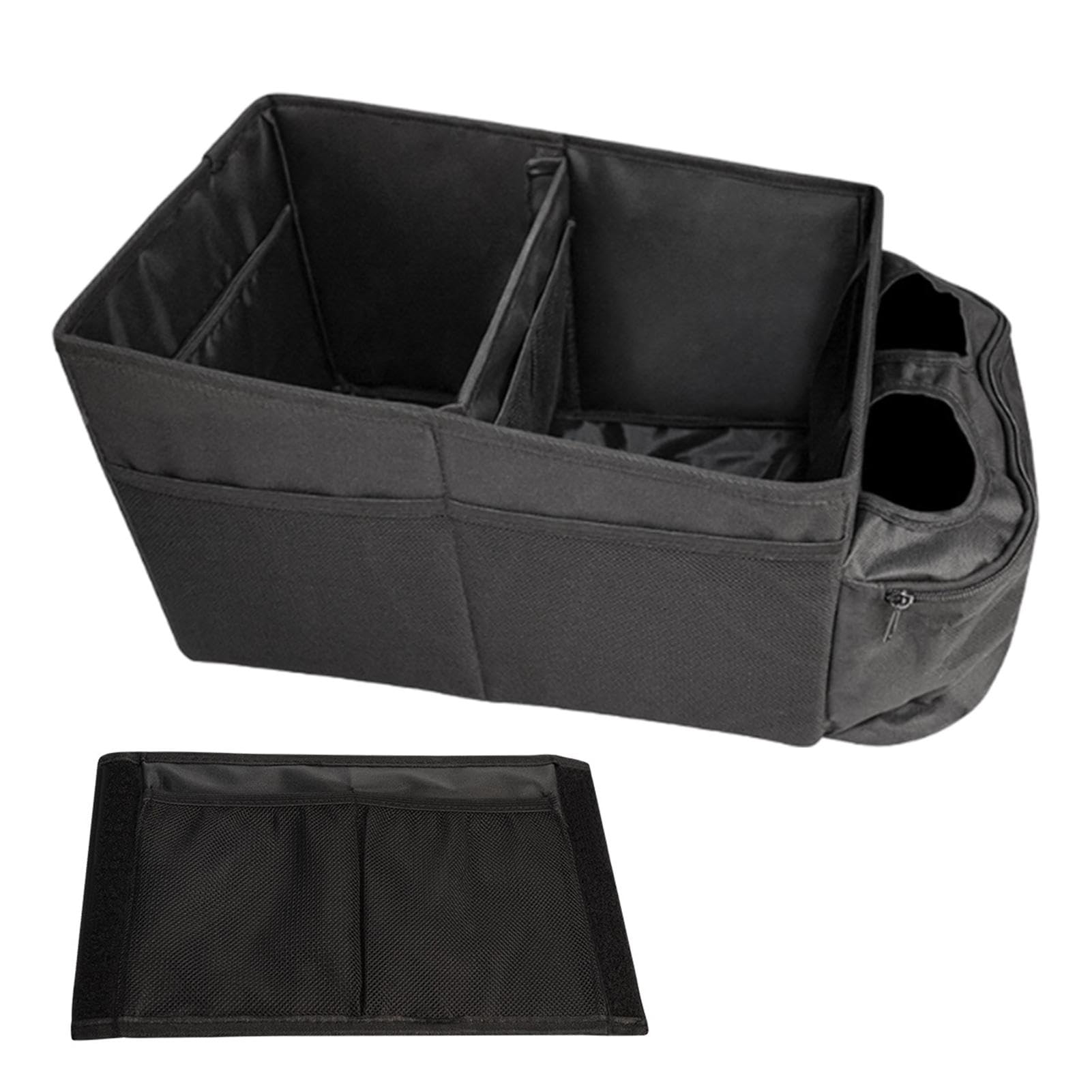 Organisateur de voiture pour coffre : boîte de rangement pliable en tissu Oxford noir