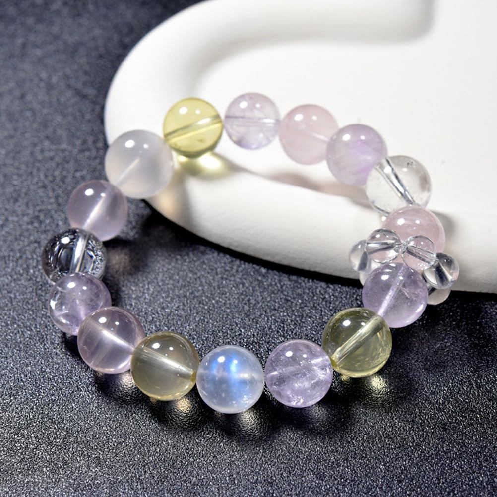 Pulsera de Cuentas Redondas elásticas Hecha a Mano, joyería de Cristal multigema Natural, Pulseras de Cuentas con Piedras Preciosas de Colores, Regalo Espiritual para Mujeres