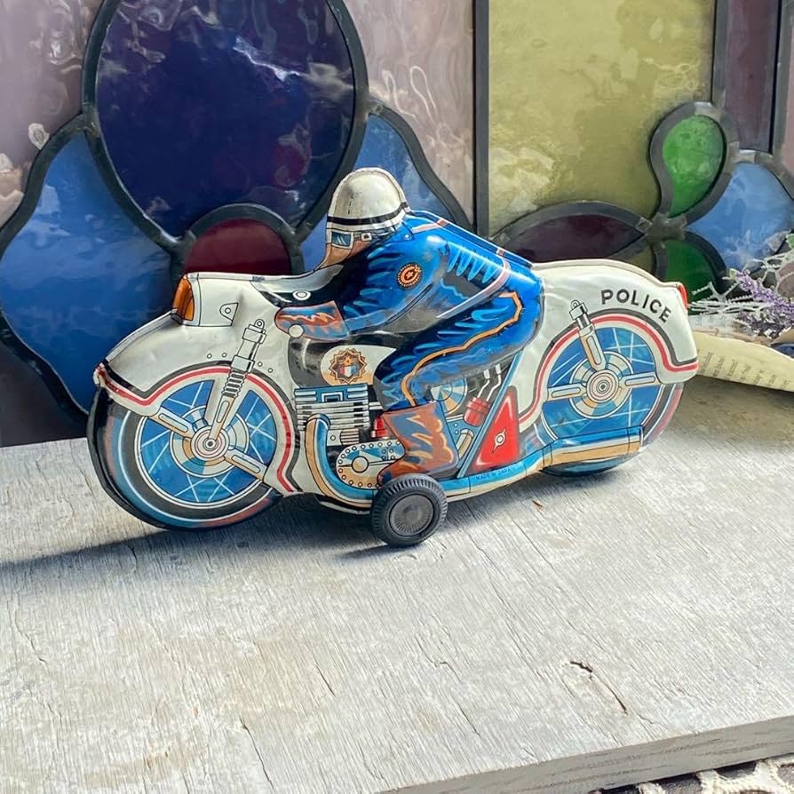 白バイ　昭和レトロ　ブリキ Amazon.co.jp: 希少 ブリキ 昭和レトロ 白バイ おもちゃ 玩具
