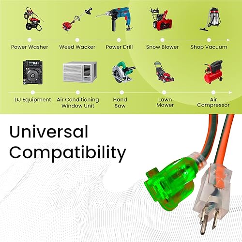 Miniatura 3 de GoGreen Power (GG-13800) - Cable de extensión SJTW para exteriores, 143, 100 pies, cable de extensión iluminado, 100 pies