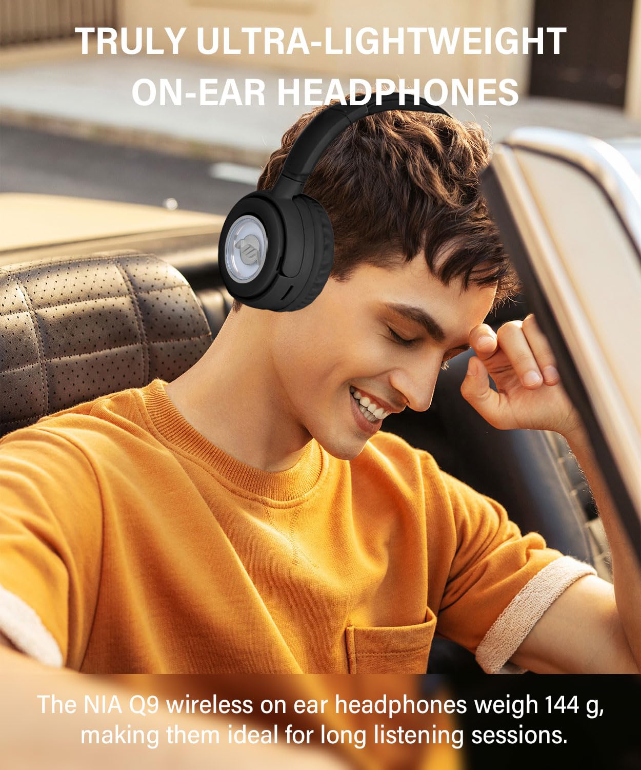 XuanGui On Ear Bluetooth Headphones, Wireless Lightweight Stereo Headphones with Microphone, 20H Playtime - Image 2