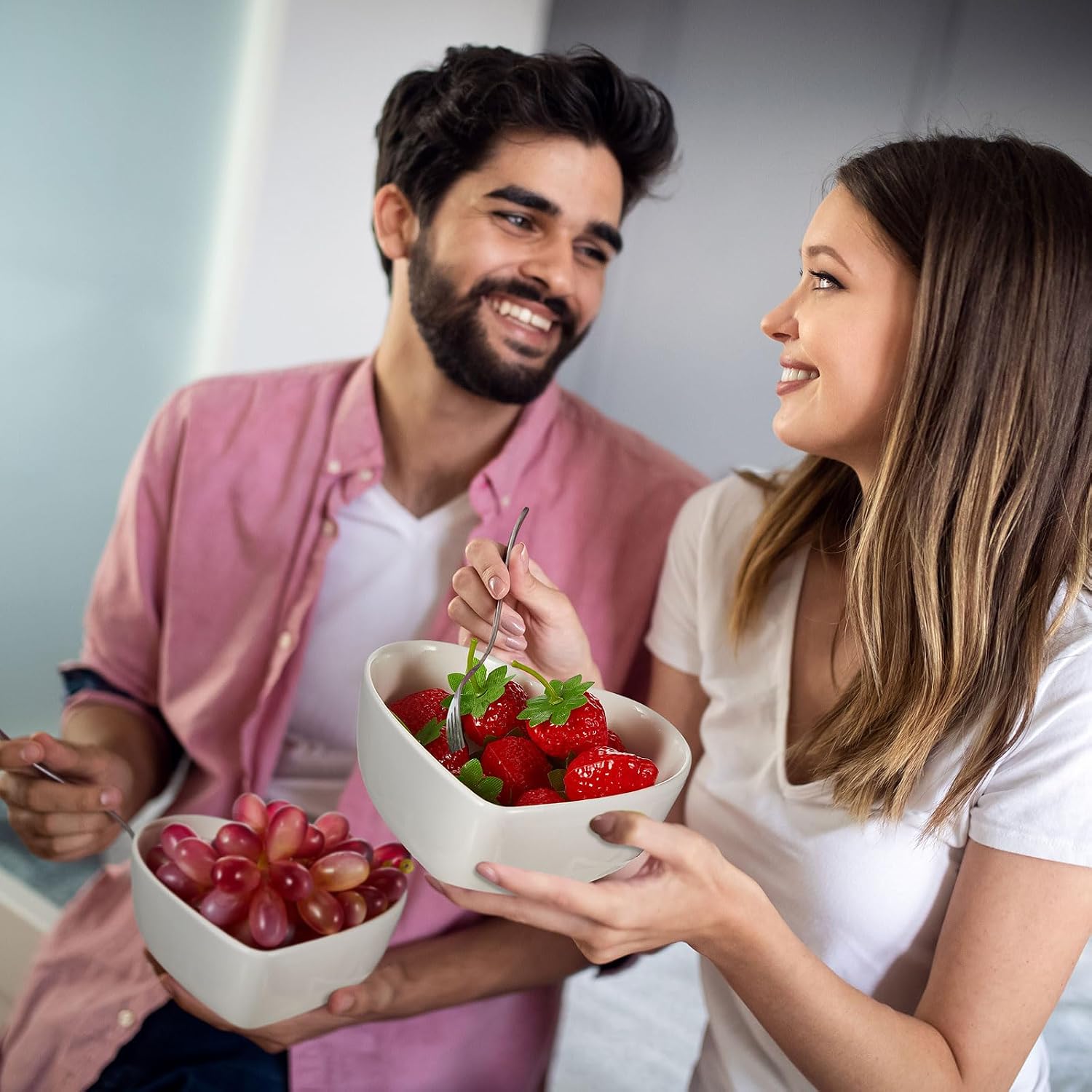 Skylety 4 Pcs Heart Shaped Bowls wedding Ceramic Dessert Heart Bowl, White, 5.5 Inch