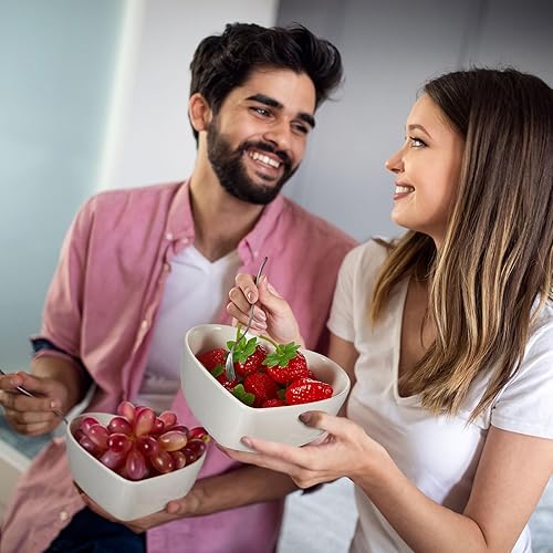 Miniatura 6 de Skylety 4 cuencos en forma de corazón de 5.5 pulgadas de largo x 5.7 pulgadas de ancho x 2 pulgadas de alto, cuencos de cerámica para el día de San