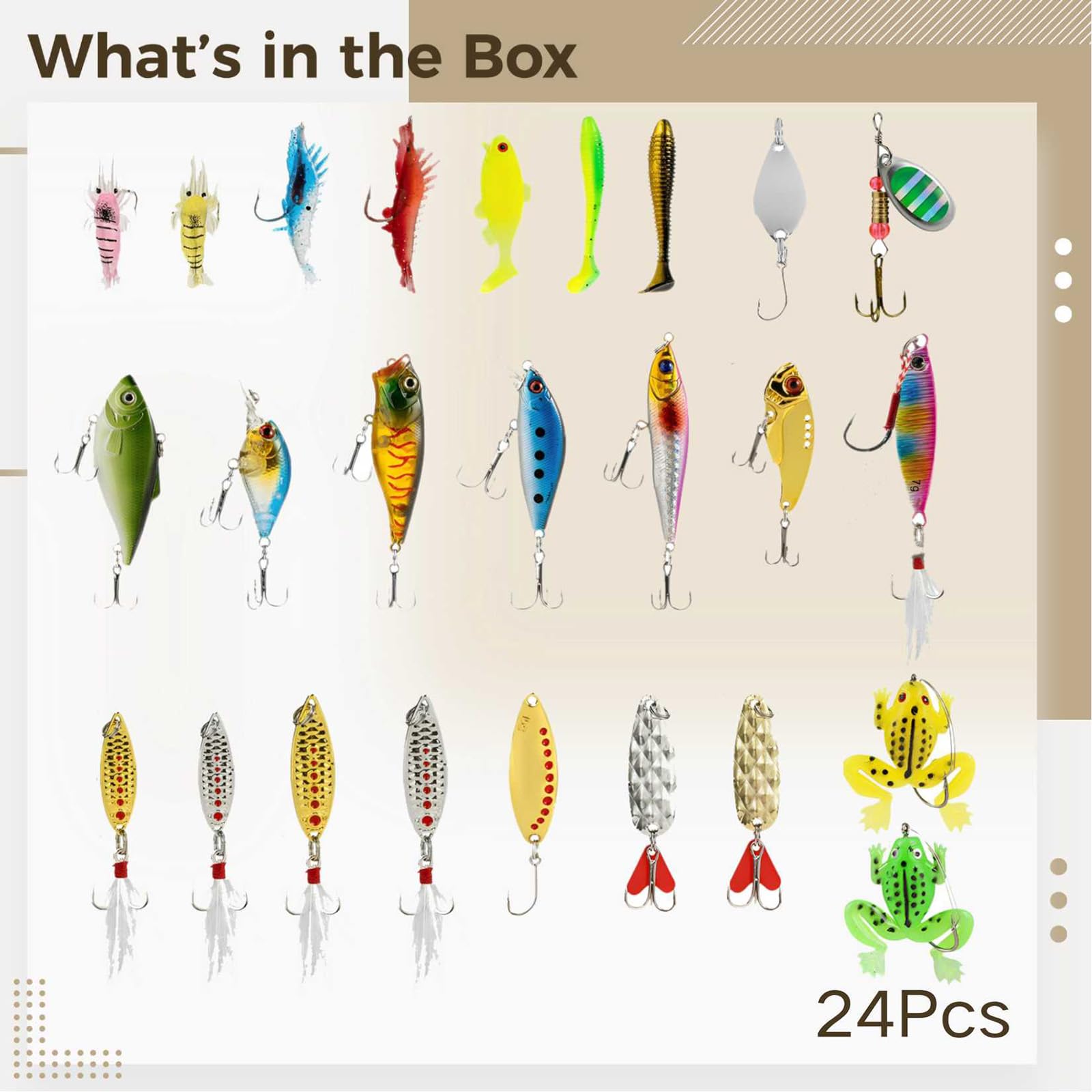 24 STK. Angelköder-Set, realistische Garnelen- und Froschform, Metall-Glitzer-Spinnerbaits, reflektierender Köderkörper, Köder für Barsch, Forelle und Lachs, als Geschenk für Angler