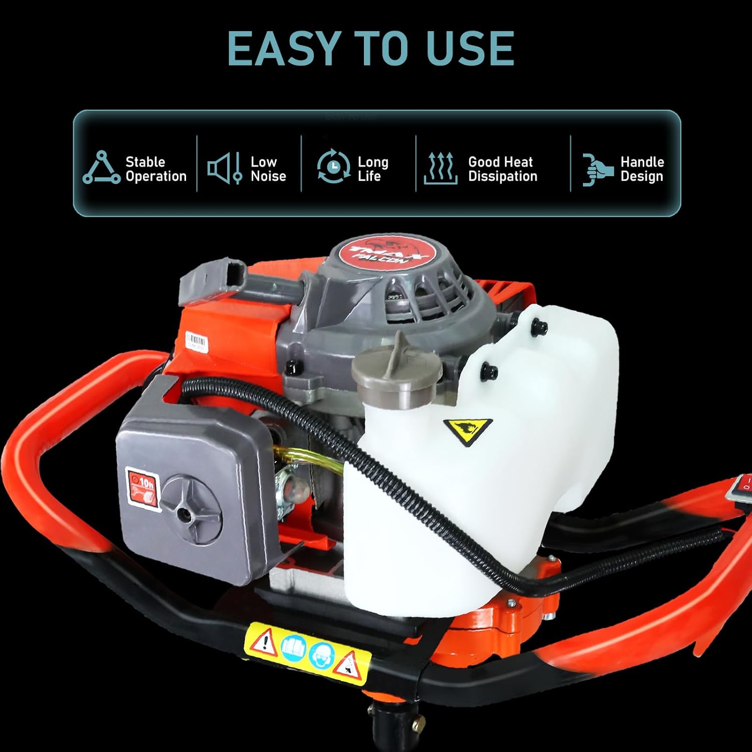 85cc 2500W Gas Powered Earth Auger, EPA Certified Post Hole Digger with 3 Auger Drill Bits(4'' &8'' &12'') + 2 Extension Rods, Earth Auger Post Fence Hole Digger for Farm Farmland Garden