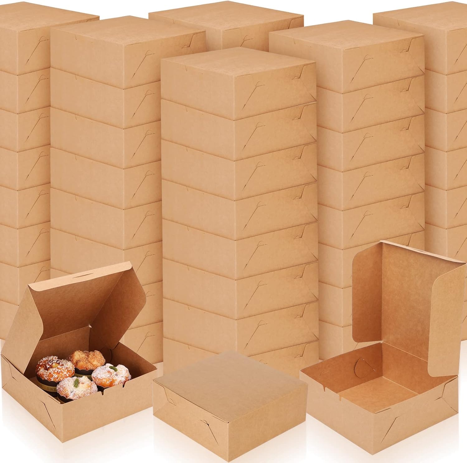 50 Pack Kraft Bakery Pie Box Brown Paper Cardboard Gift Boxes Present Packaging Cake