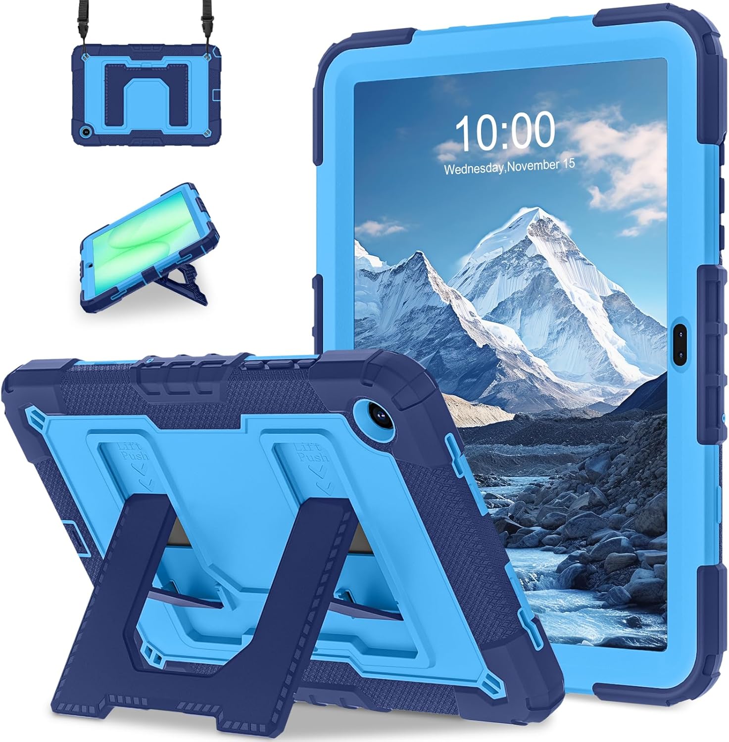 WESOROL Case for Samsung Galaxy Tab A11 Plus/A9 Plus 11 Inch,Heavy Duty Shockproof Cover for Samsung Tablet A11+/A9+ Case with Kickstand Shoulder Strap,Navy Blue