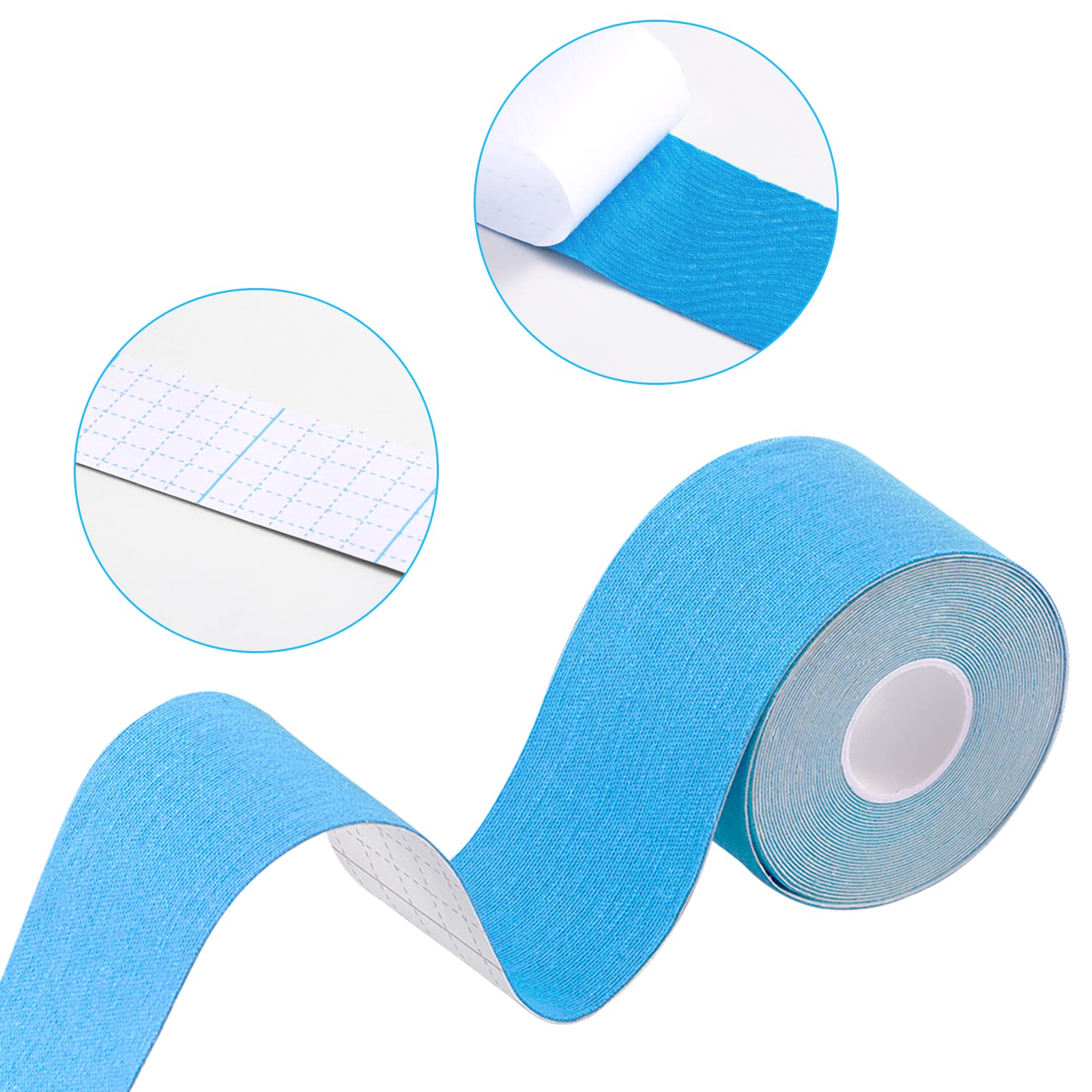 CareHabi - Taśma kinezjologiczna do mięśni, 5 m x 5 cm, 3 rolki (1 x niebieska, 1 x różowa, 1 x czarna) taśma kinezjologiczna wodoodporna i elastyczna do uprawiania sportu