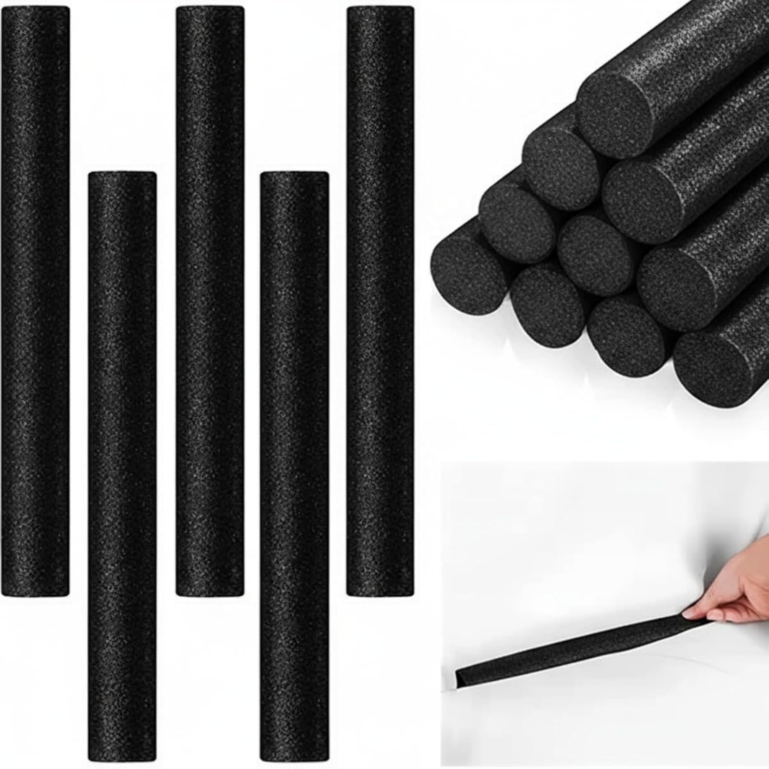 Namalu 12 Pieces Sofa Slipcover Tuck Grips Stretch Non Slip Foam Stick Couch Slipcovers Stretch Stick Thicker Cushion Grip for Sofa Essential Tuck Grips for Furniture Protector (Black)