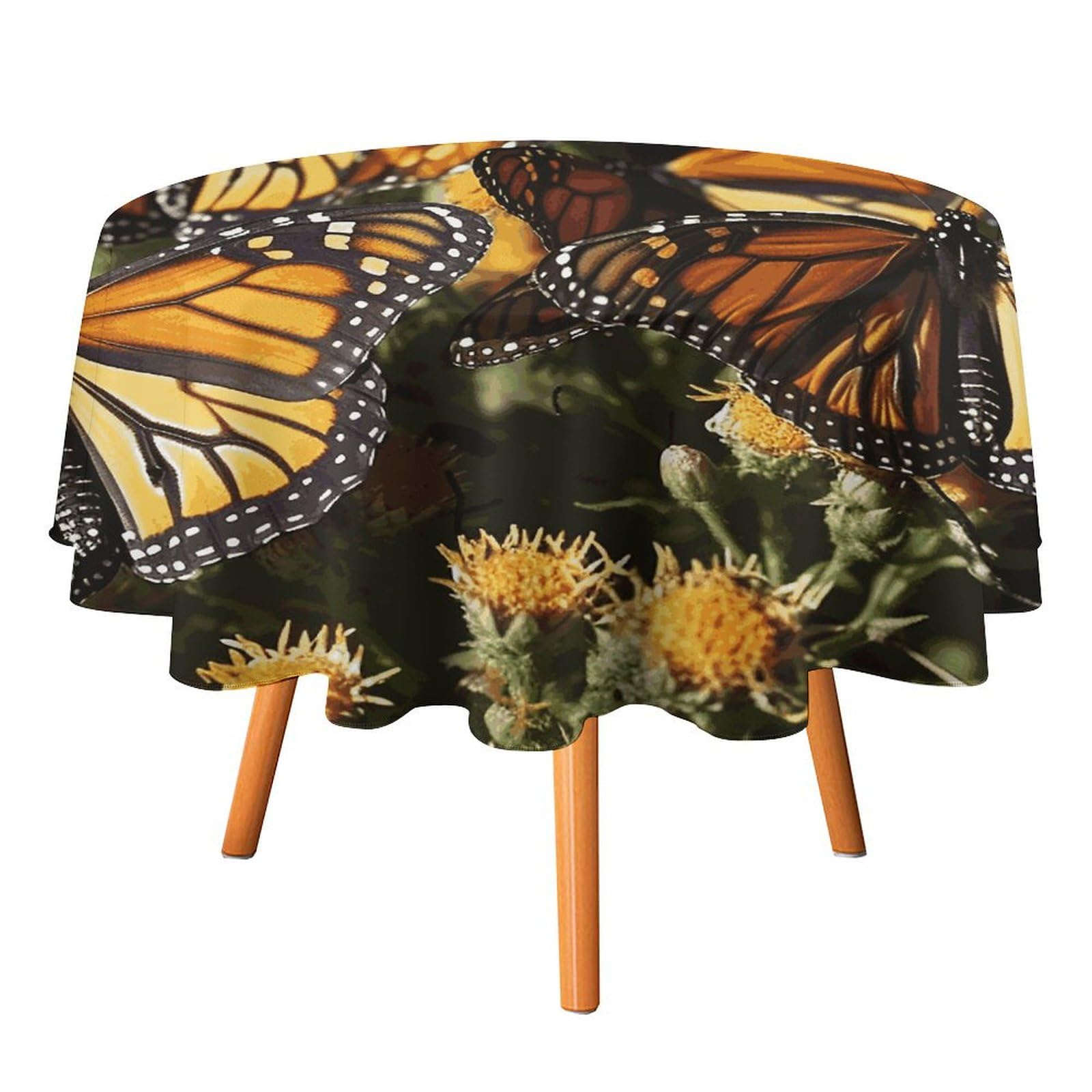 Nappe ronde en polyester antitache et lavable pour repas de famille et fêtes de terrasse
