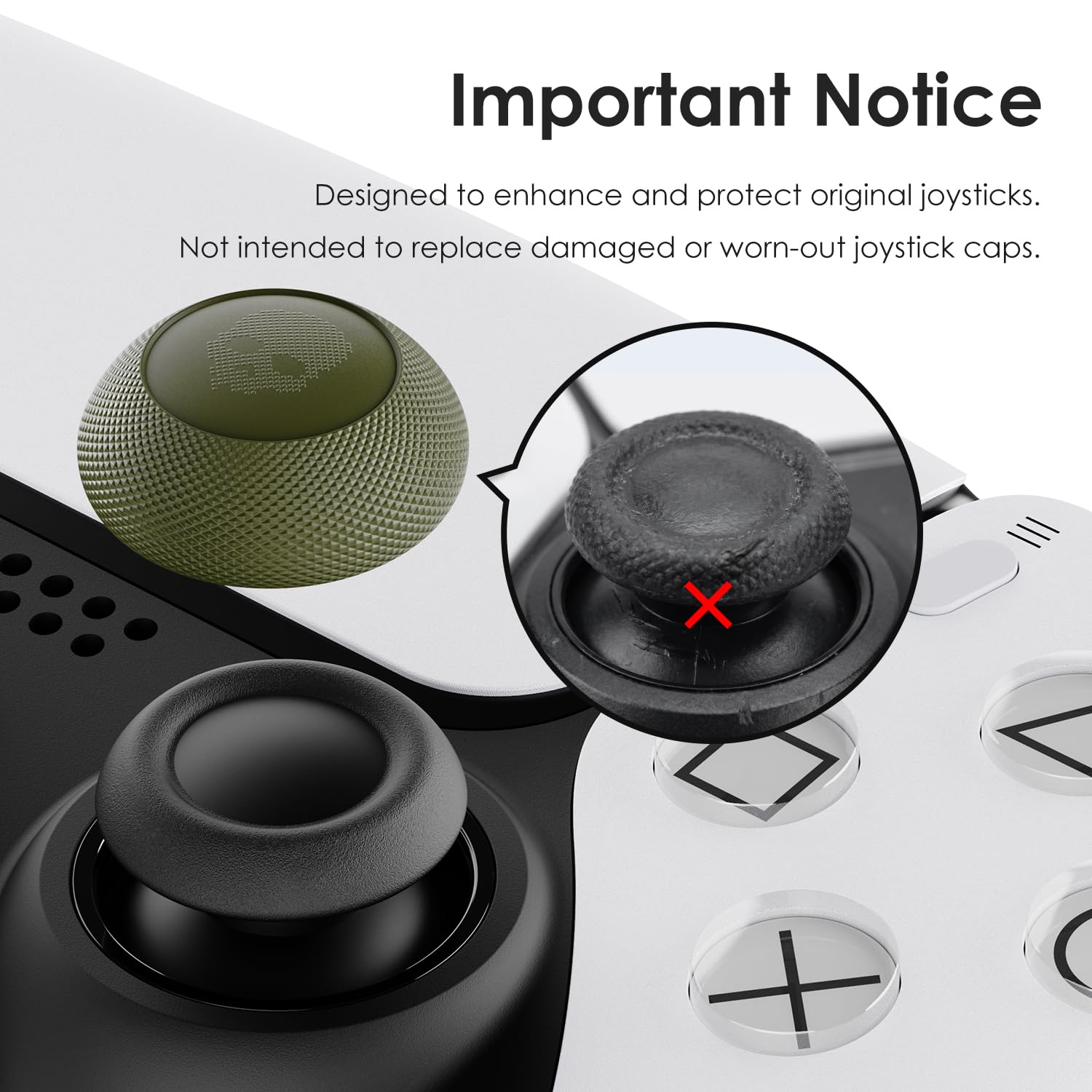Skull & Co. Convex Thumb Grip Caps Joystick Cap Analog Stick Cap Thumbstick Grip Cover for Nintendo Switch Pro Controller & PS5 / PS4 / Slim/Pro Controller - Neon Yellow, 2 Pairs (4pcs)