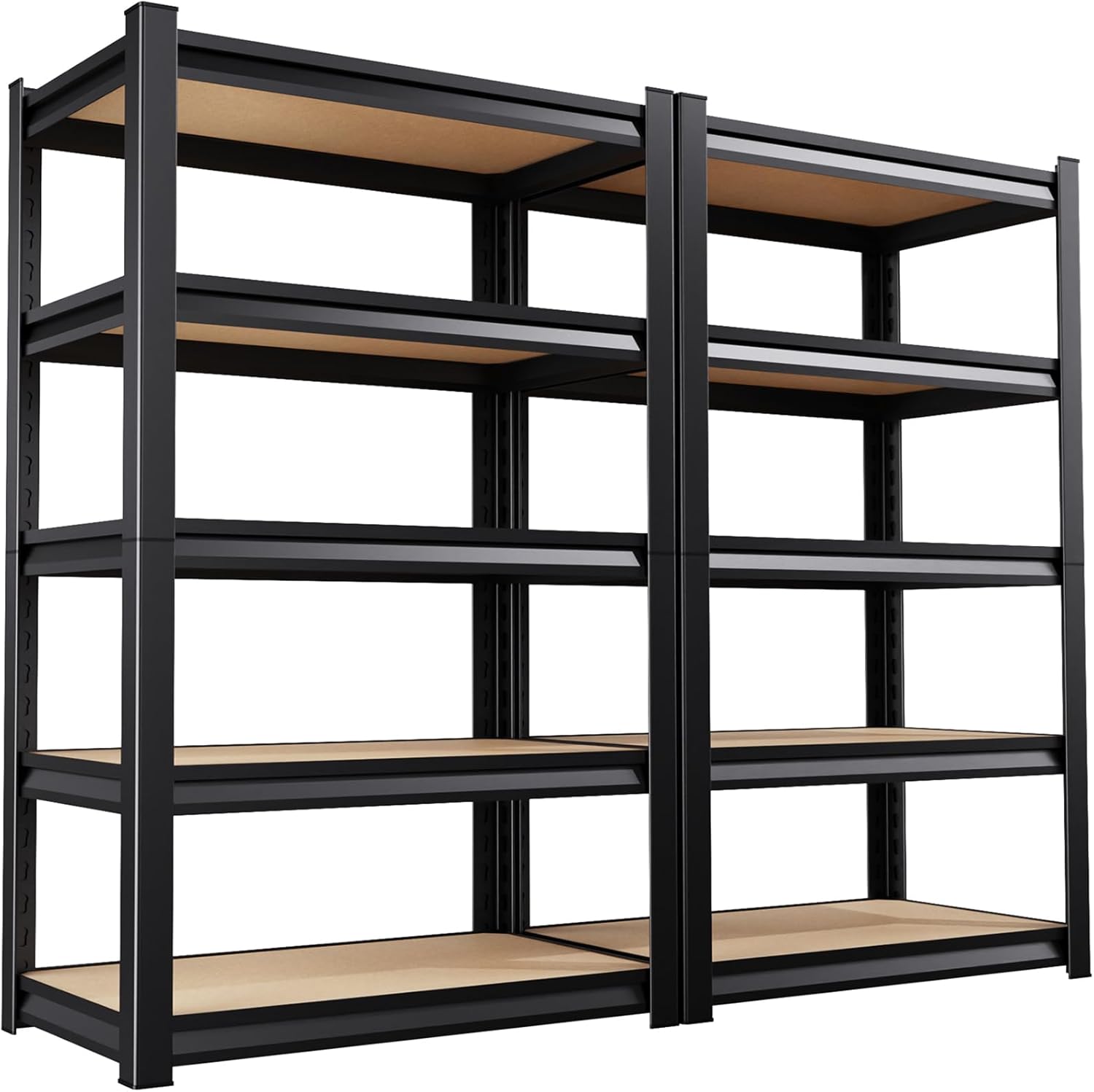 72H Garage Shelving 5 Tier Storage Shelves Adjustable Garage Storage Shelves Wood Shelf 2000LBS Heavy Duty Industrial Shelving Unit Utility Shelf Wood Storage Rack ,35.4''W15.7''D72''H,2 Pack