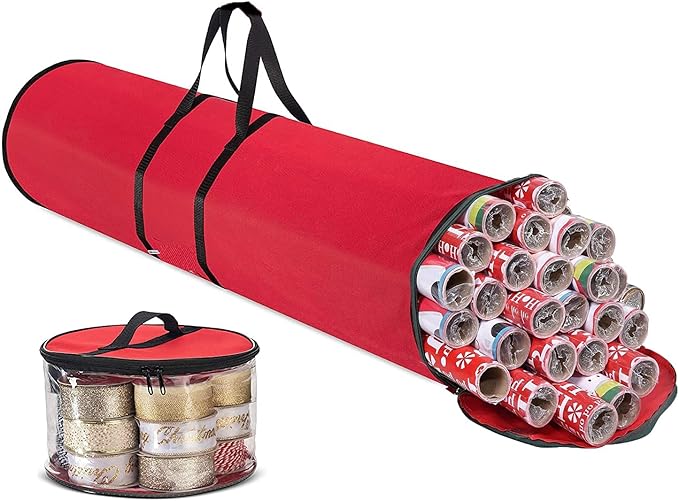 Christmas Wrapping Paper and Ribbon Storage Bag Set, Under Bed Gift