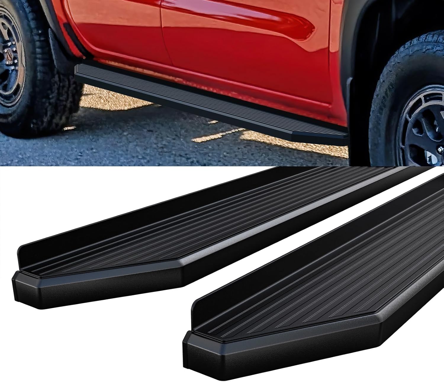 HD Ridez Wheel-to-Wheel Stainless Steel Flat Style Running Boards Compatible with Nissan Frontier 2005-2026 Crew Cab 5ft Bed 6in Side Steps Nerf Bars (Triple-Layer Powder Coat)
