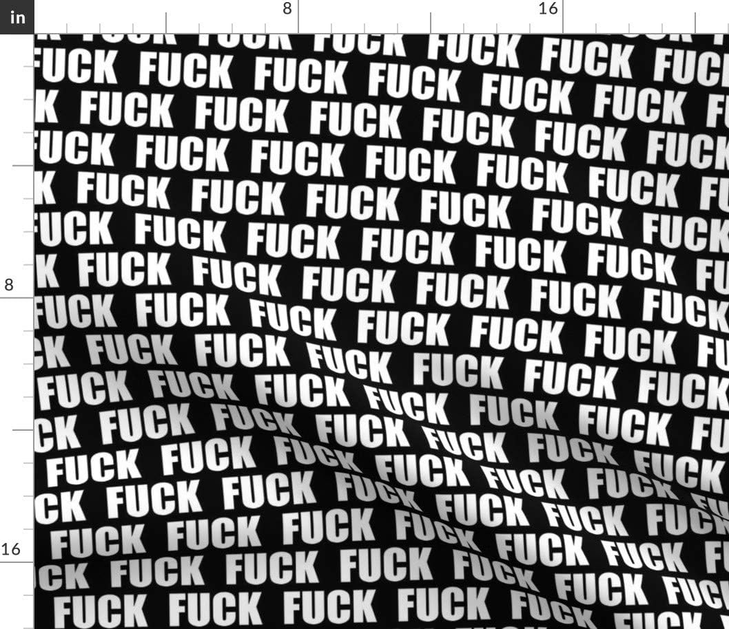 Spoonflower Fabric - F Word Curse Words Swear Profanity Adult Mature Block Text Black and Printed on Petal Signature Cotton Fabric by The Yard - Sewing Quilting Apparel Crafts Decor
