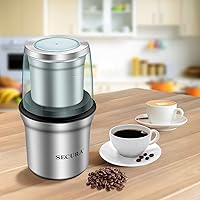 Vista 17 de Secura Molinillo de café eléctrico y molinillo de especias con 2 cuchillas de acero inoxidable cuencos extraíbles