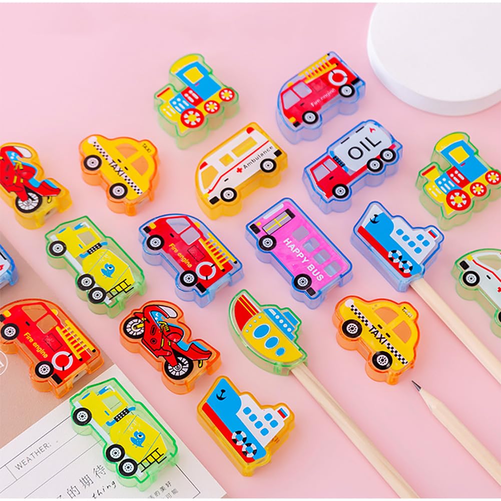 Cartoon Car Pencil Sharpeners 40 Pcs Colored Bulk Plastic Car Cutter Knife Pencil Sharpeners Bulk School School Student Stationery Supplies