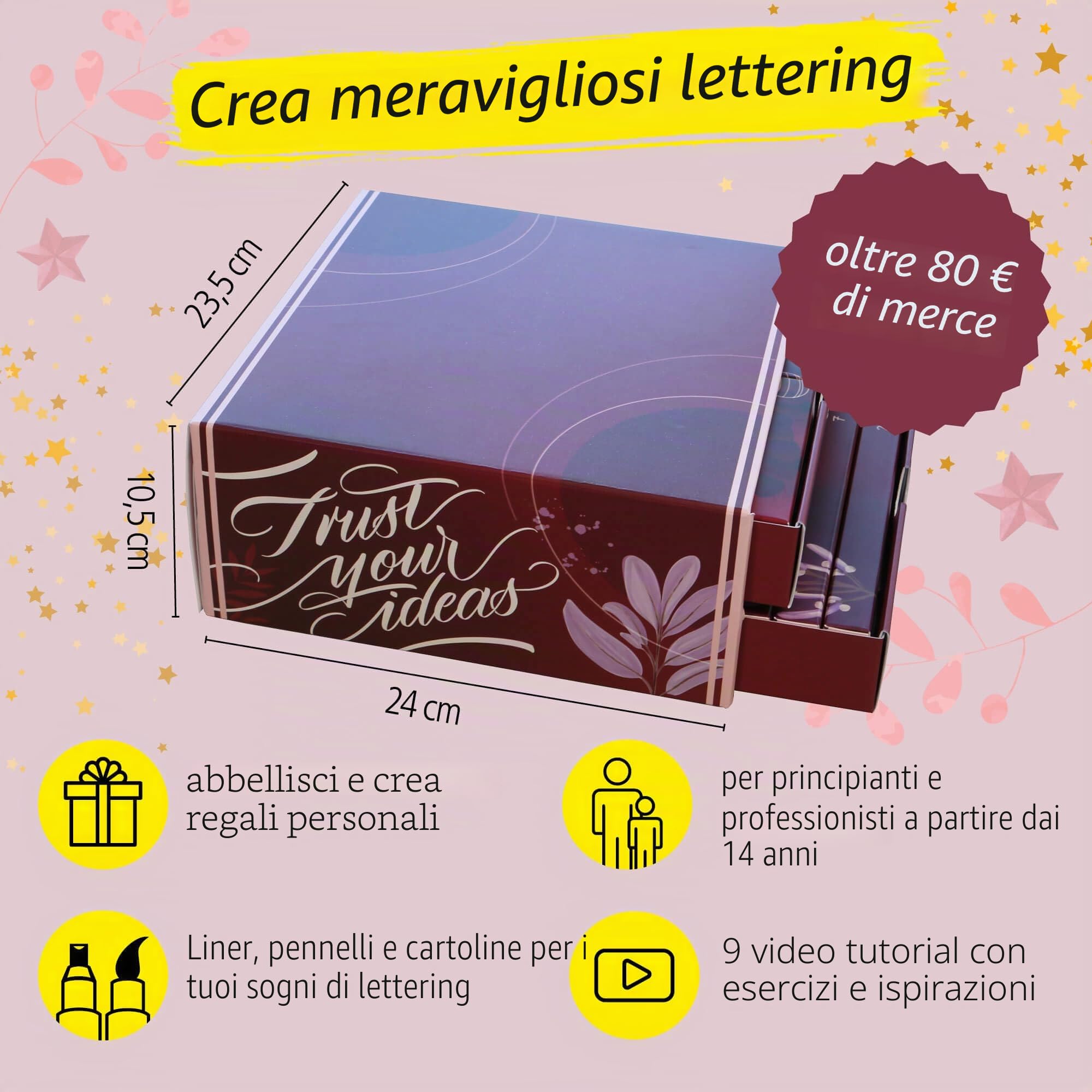 ONLINE Handlettering Calendario dell'Avvento 2026, creativo per adolescenti, ragazze, ragazzi e adulti, calendario dell'Avvento con oltre 25 prodotti, calligrafia, lettering e tutorial