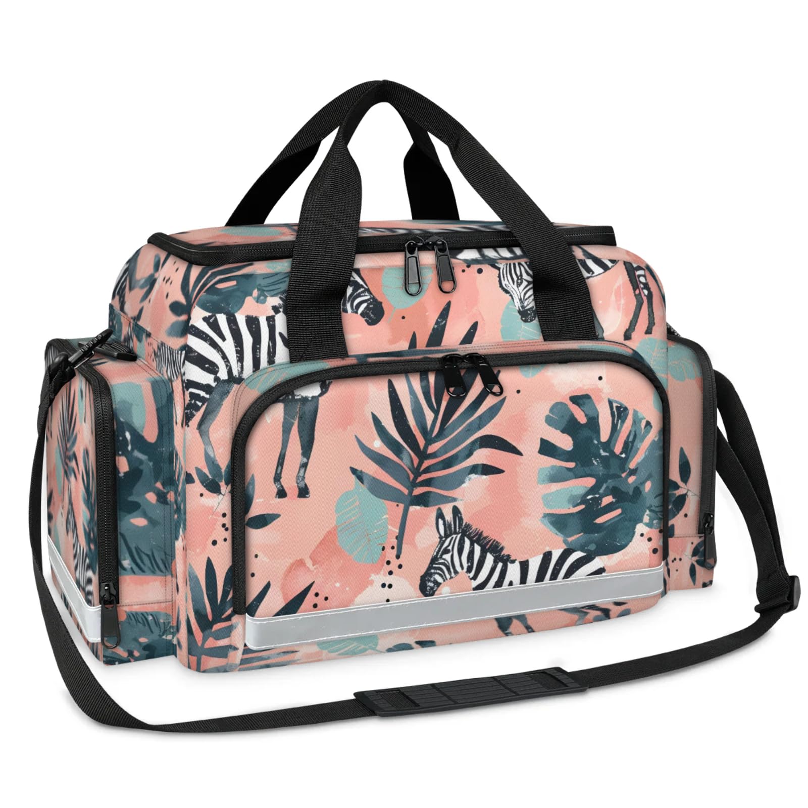 GzLeyigou First Aid Bags Empty, Endangered Zebra Emergency Bag First Aid Kit Multiple Compartment Kit Carrier On Call Trauma Bag For Paramedics Emergency Medical Supplies Kit