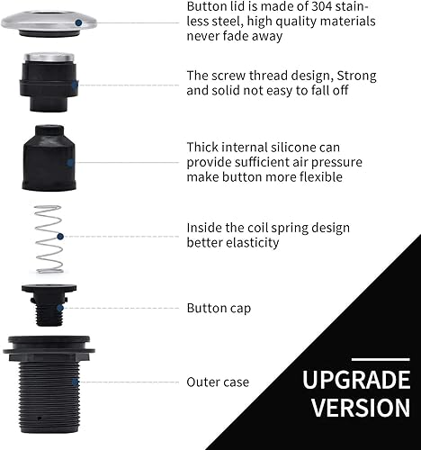 Miniatura 2 de Briidea - Kit de interruptor de aire para eliminación de residuos de fregadero con botón de aire largo de níquel cepillado de acero inoxidable de