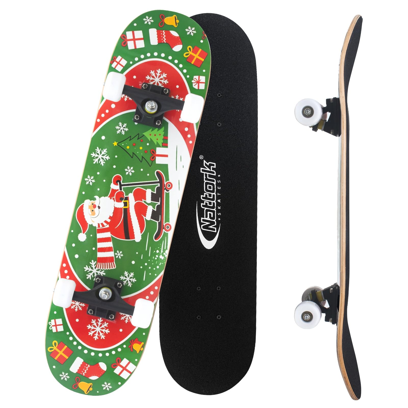 Nattork 31 Inch Complete Skateboard, Standard Skateboards for Beginners, Wood 9 Layer Canadian Maple Trick Skate Boards for Boys Girls Youth Teens Adults