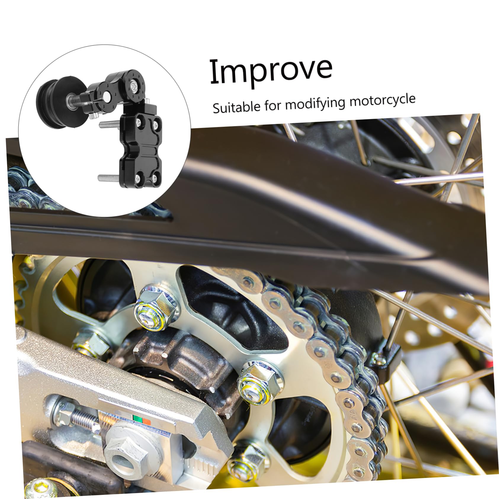 UKCOCO Tendeur de Chaîne Moto Outil Guide Chaines en Alliage D'aluminium Léger pour Améliorer la Performance Réglage Précis Noir Adapté aux Motos de Route