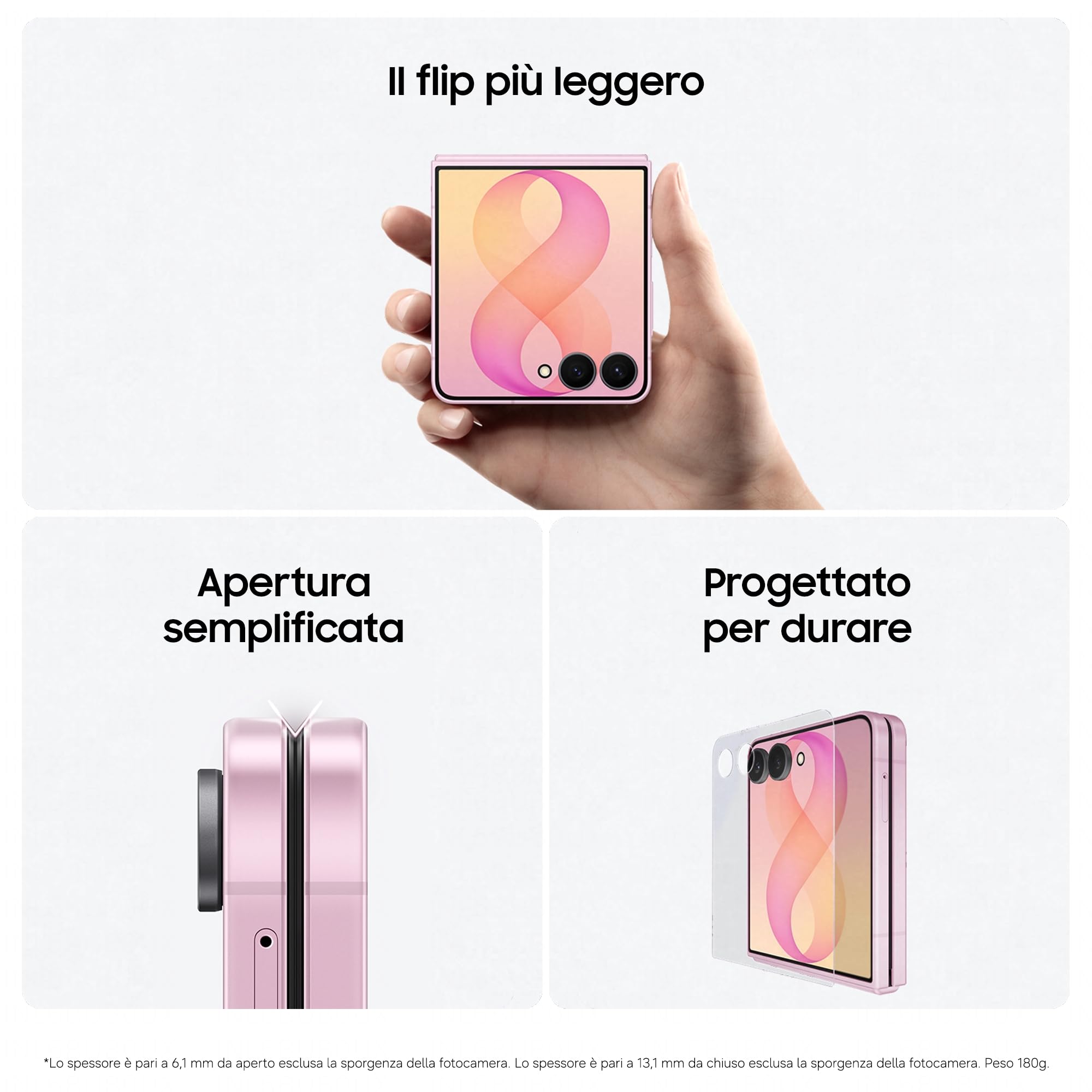Samsung Galaxy Z Flip8, 256GB, Pink [Versione Italiana] | Selfie Camera 50MP, Now Brief, Assistente Foto, FlexWindow Personalizzata, Batteria 4300 mAh, RAM 12GB