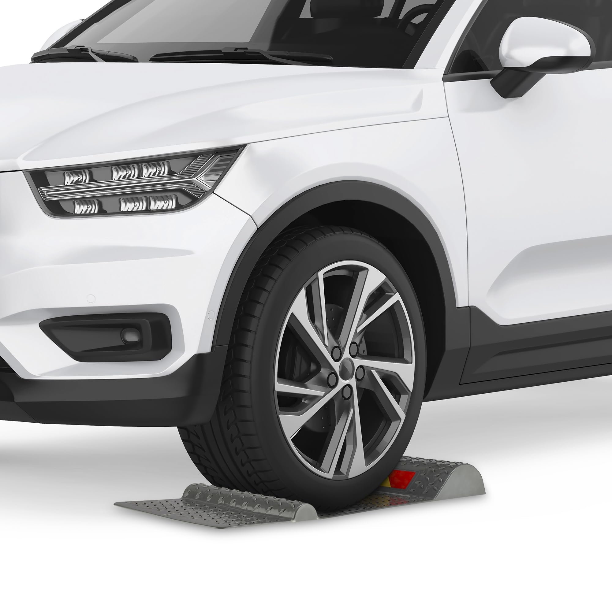 Preiswert&Gut 2X Einparkhilfe Garage Radstopper für sicheres Einparken 52 x 25 cm, Kunststoff Bremsschwelle mit Klebestreifen und zusätzlich Bohren, seitliche Einfahrhilfe, 2,5 bis 5,5 cm Höhe
