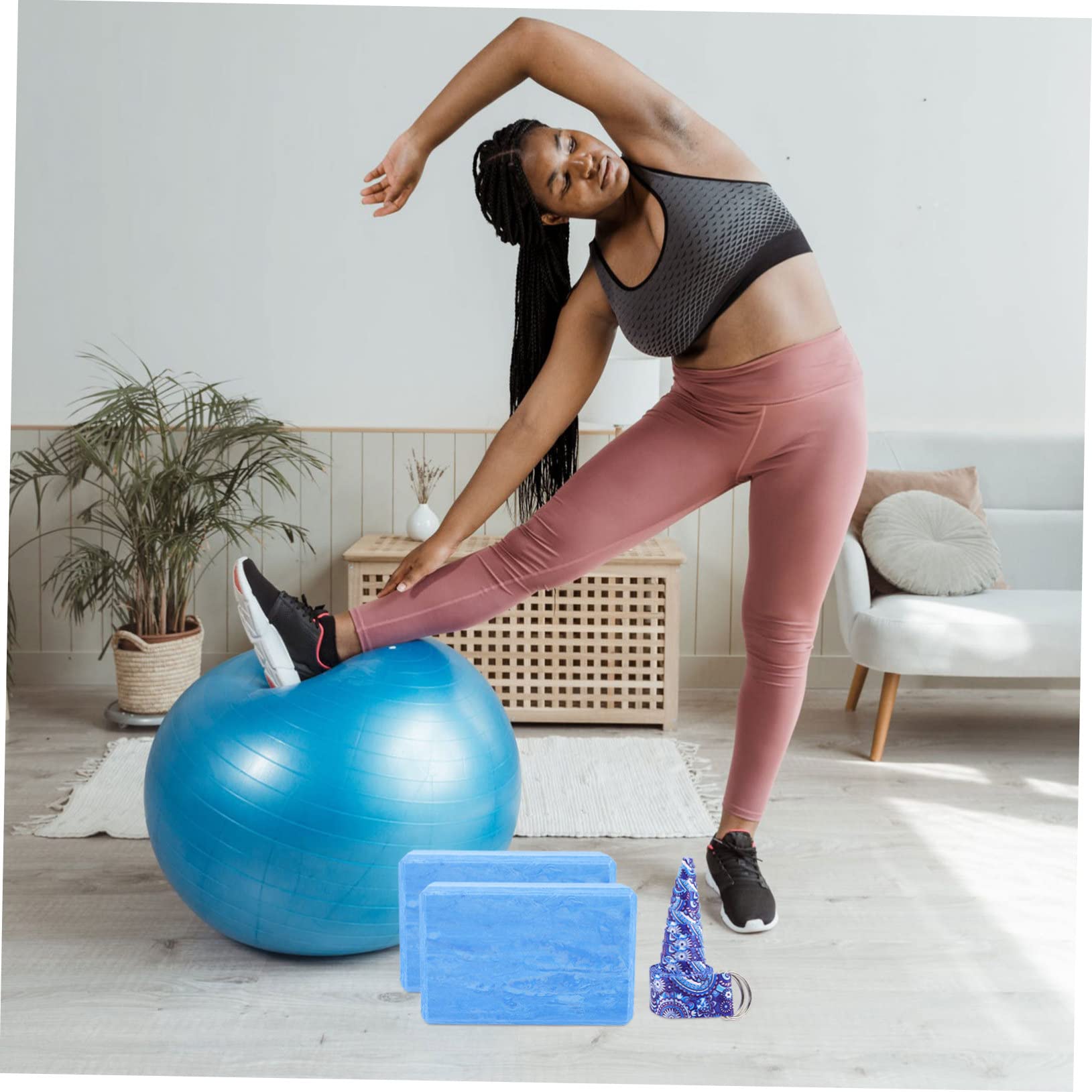 Blocco Yoga Eva ad Alta Densità per Allenamento, Set 1 | Superficie Piatta, Supporto per Rilassare Corpo, Accessorio da Esercizio in Blu
