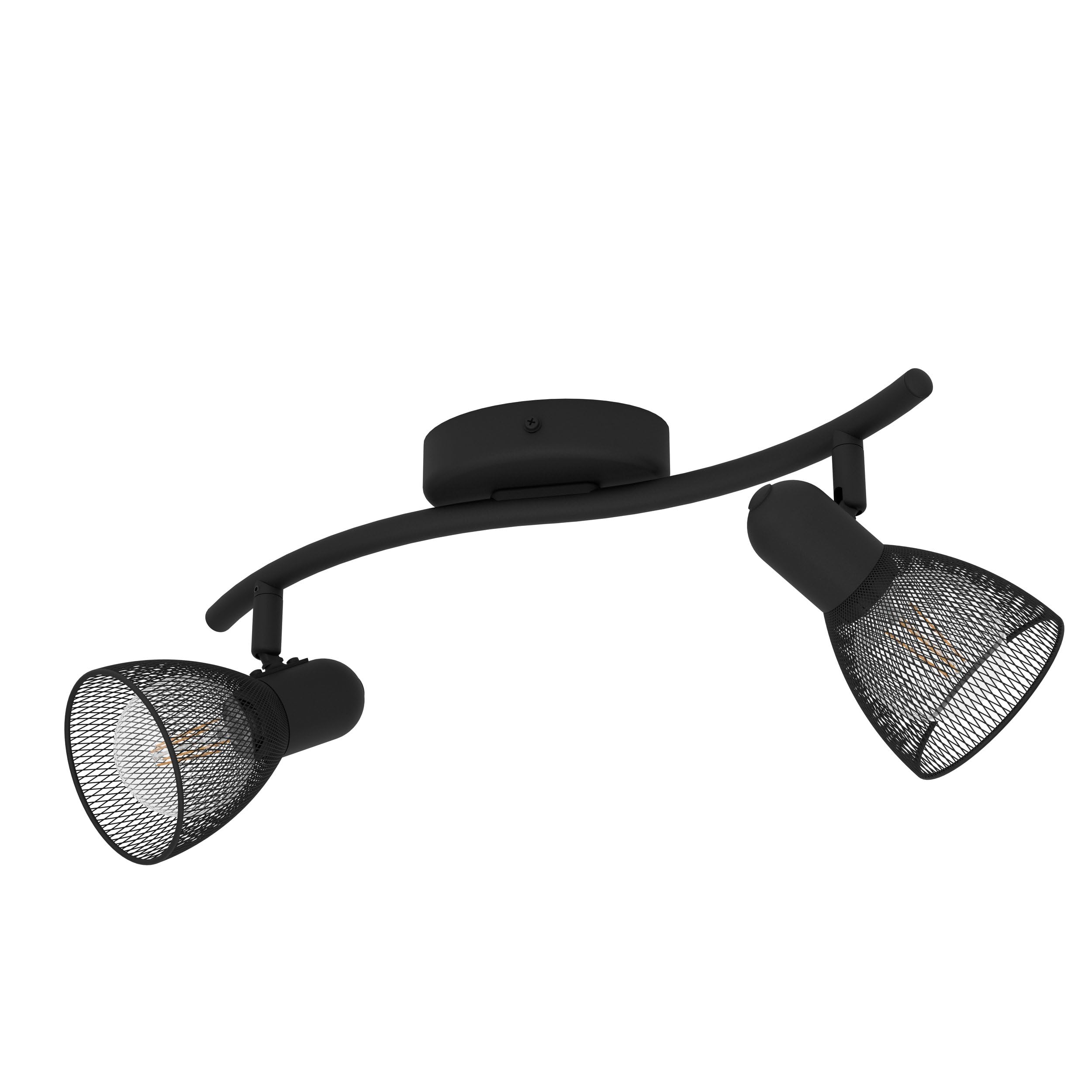 EGLO Deckenlampe Carovigno, 2 flammige Deckenleuchte, Klassisch, Minimalismus, Deckenstrahler aus Stahl, Wohnzimmerlampe in Schwarz, Küchenlampe, Spots mit E14 Fassung