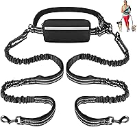 Vista 8 de Philorn Correa de perro manos libres con bolsa, correa de cintura ajustable para pasear perros, correas de correr para perros medianos y grandes