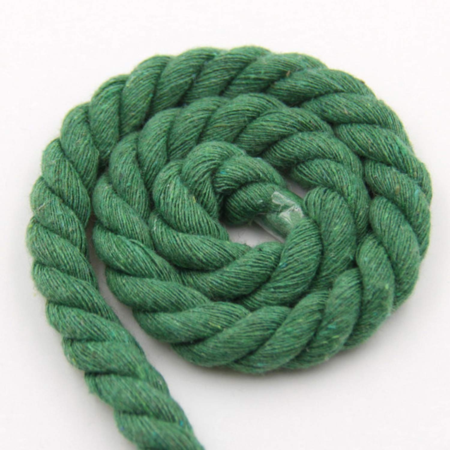 ZNKZJ Macrame Cord Natural Cotton Rope 10mm,3 Strands Twisted Soft Macrame Rope 5M/10M/20M,Colour Cotton Cord for Diy Crafts Decorations,Green-5m