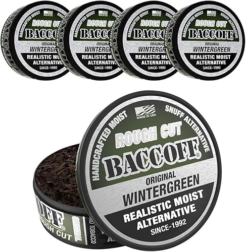 BaccOff Original Wintergreen áspero Premium sin tabaco sin nicotina alternativa para tabaco 5 latas