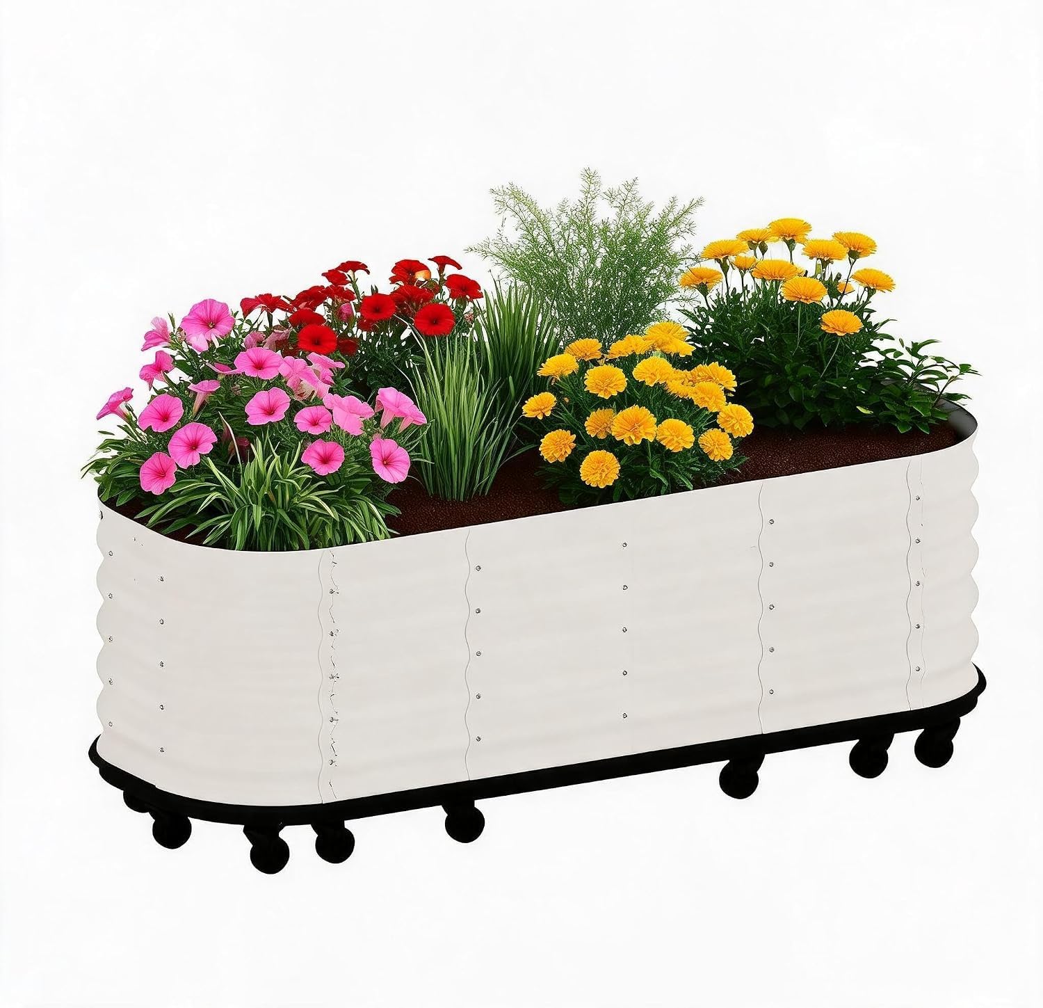 Garvee Mobile Self-Watering Galvanized Steel Raised Garden Bed Planter