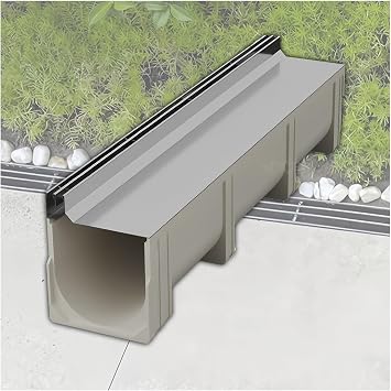 Linear Trench Drain System with SMC Resin Base, Thickened Floor Drain and Channel Drain for Residential, Fast Drainage100x20x10cm/39.4x7.9x3.9in