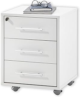 Stella Trading PRONTO Rollcontainer abschließbar, lichtgrau - Mobiler Büroschrank mit 3 Schubladen - Modernes Büromöbel Komplettset - 43 x 56 x 42 cm (B/H/T)