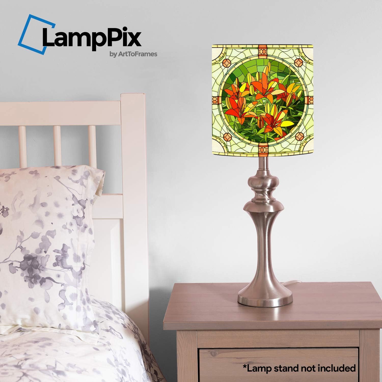 LampPix 10.00 Inch Table Lamp Shade - Orange Flower Desk Lamp Canvas Desk Lampshade (Spider Fitting)