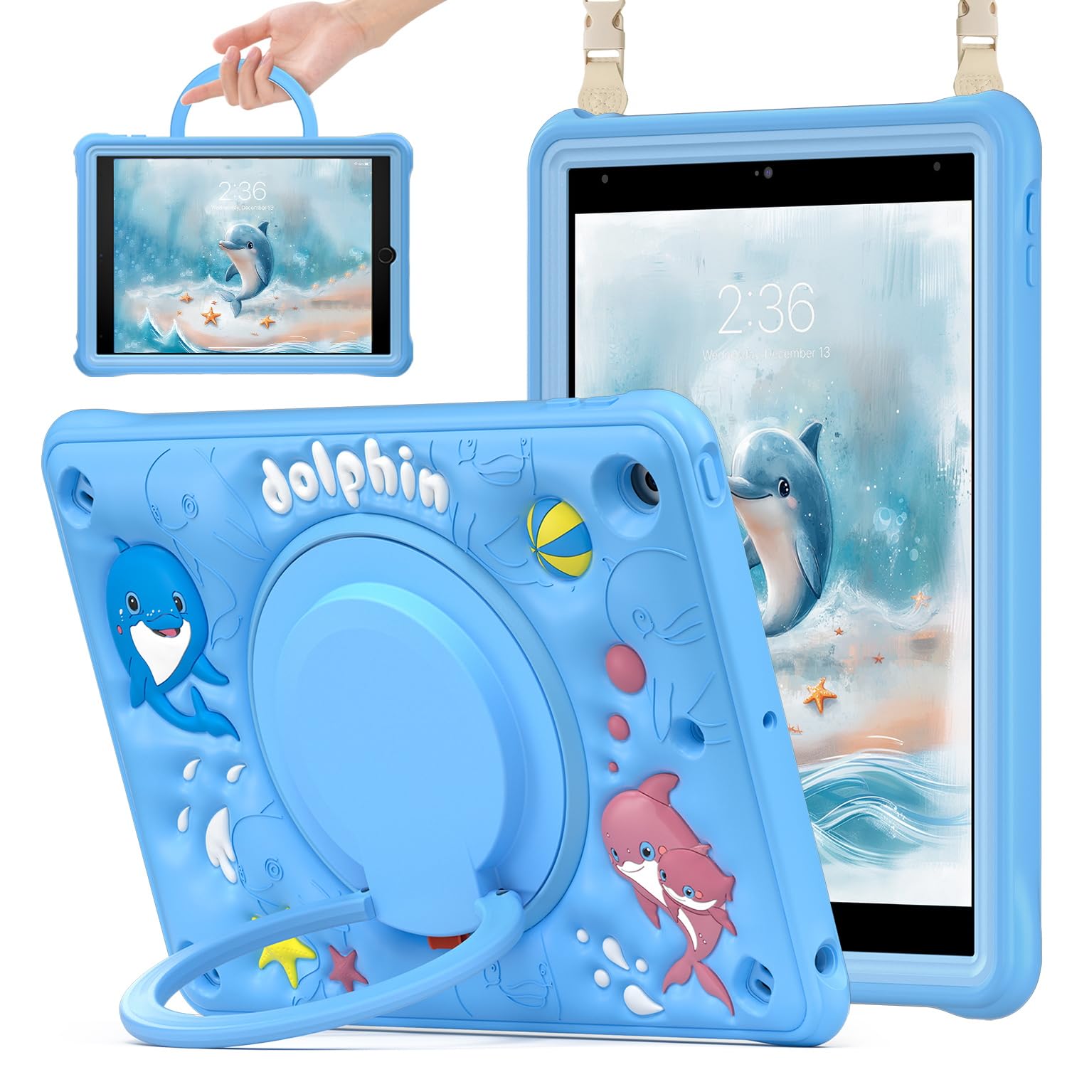 LX-SUNCX for iPad 10.2 Case 9th Generation 2021 / 8th Gen 2020 / 7th 2019,Shockproof Kids Case with Screen Protector,Rotating Stand/Pencil Holder/