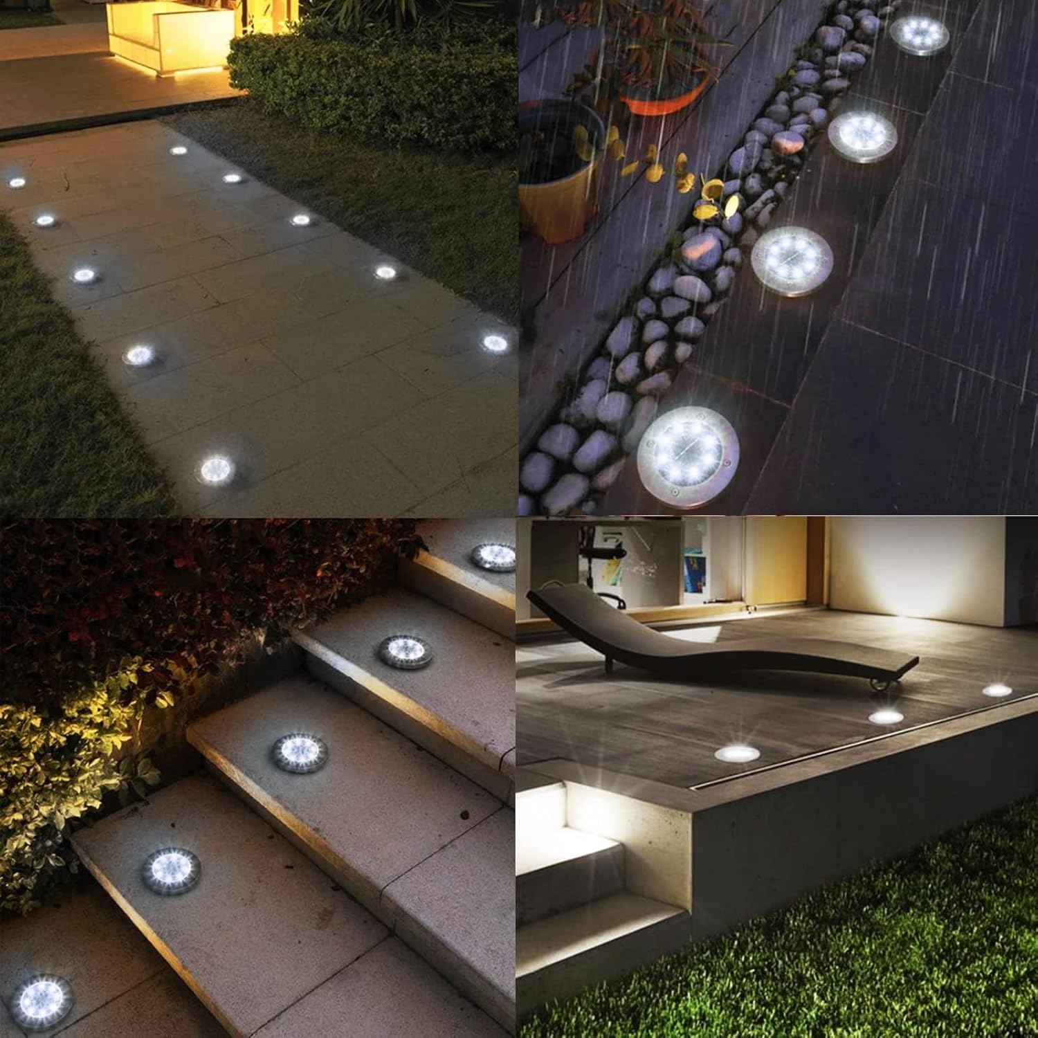 OZS Upgraded Solar Ground Lights, Super Bright Solar Garden Lights Waterproof Landscape Lights, In-Ground Lights for Patio Pathway Lawn Garden Yard Driveway Walkway (12PK Cool White)