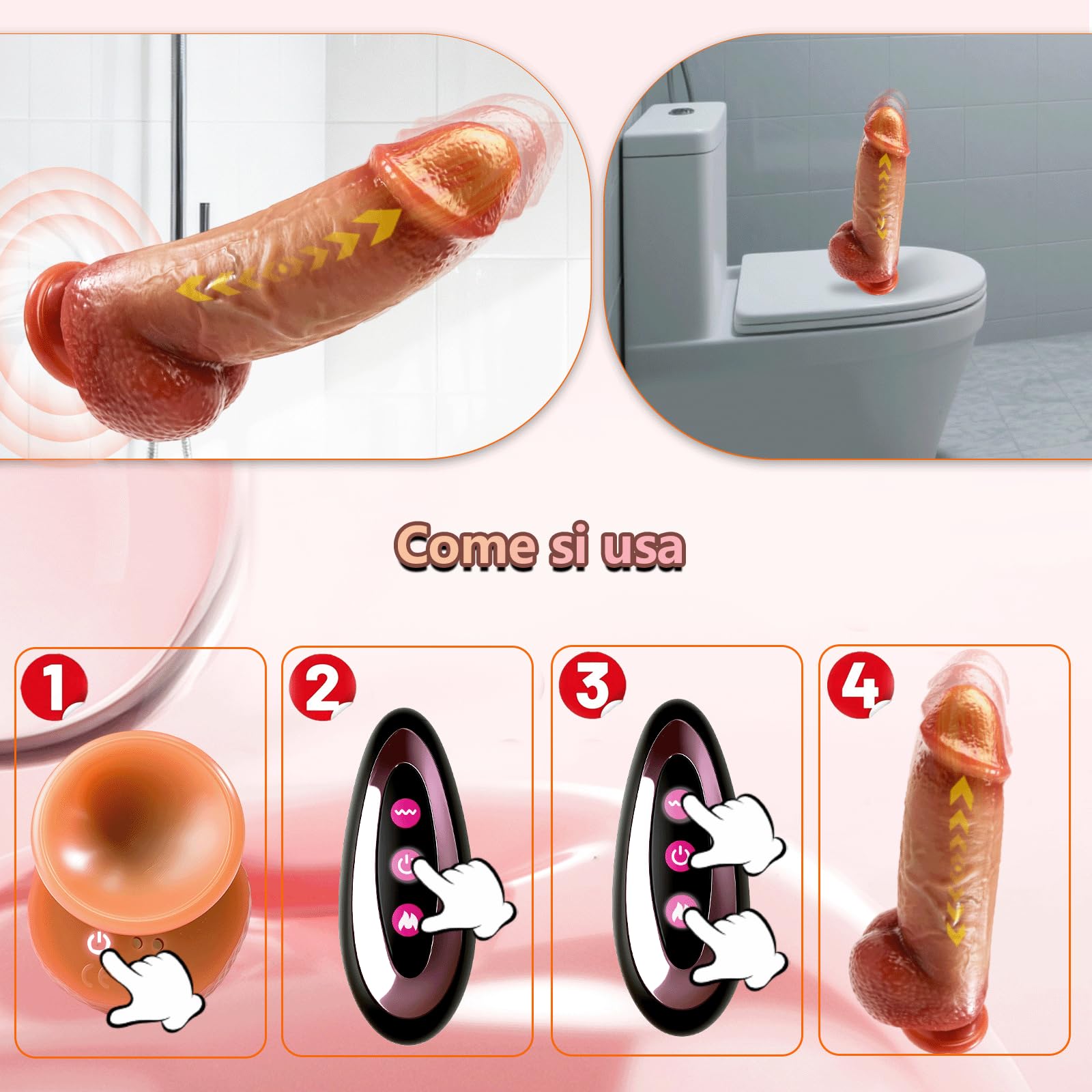 Dildo Vibratoreper Donna Vibratore Anale Pene Realistico XXL Grosso da 5,8 cm di Diametro Dildo Realistico con 5 Spinte 10 Vibrazione e Modalità di Riscaldamento Telecomando Vibratoreper Donna Grandi