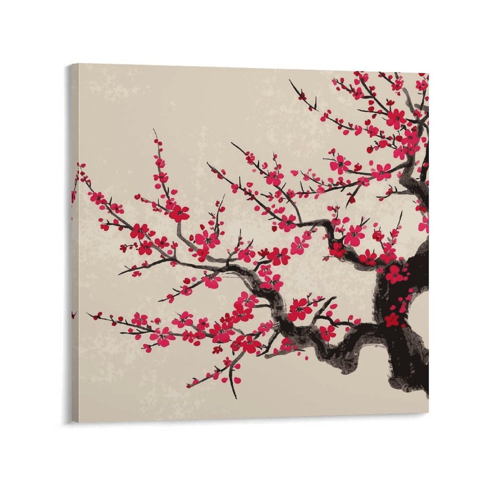 KLOPH Japanese Floral Cherry Blossom Canvas Wall Art for Living Room 08x8inch Modern Artwork Painting for Bathroom Hanging Canvas Prints Aesthetic Wallart for Bedroom Kitchen Office Wall Decor