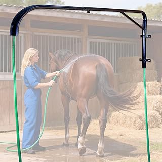 Horse Wash Hose Boom Arm, Wall-Mounted 180° Swivel Spray Boom Fits Standard Garden Hose, Prevents Tangling & Trampling, Stable Washing Solution, Hose Not Included