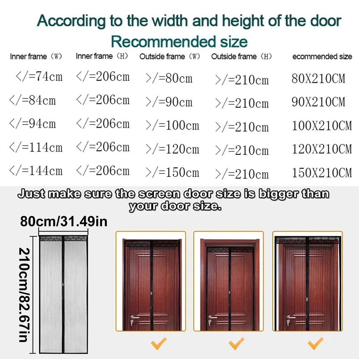 Rideau en fibre de polyester, 180 cm de large x 220 cm de haut, moustiquaire magnétique avec fermeture auto-agrippante Punaise pour salon, chambre, gris