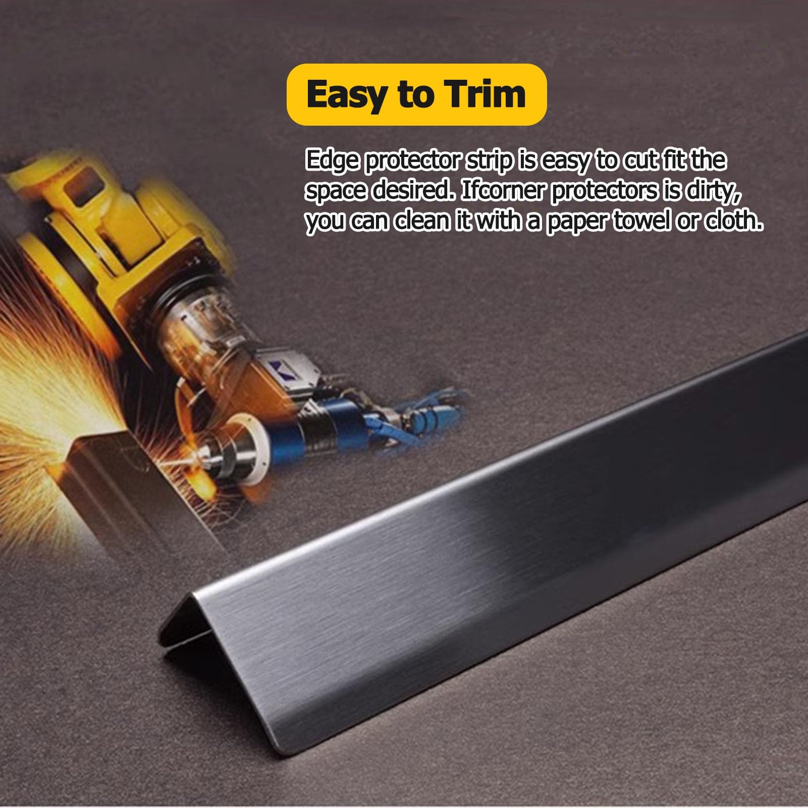 Protector de esquina de pared/escudo de esquina con cinta lateral, tira protectora de bordes de acero inoxidable en forma de L, tiras de seguridad antigolpes para hoteles Resta, negro 2 de longitud